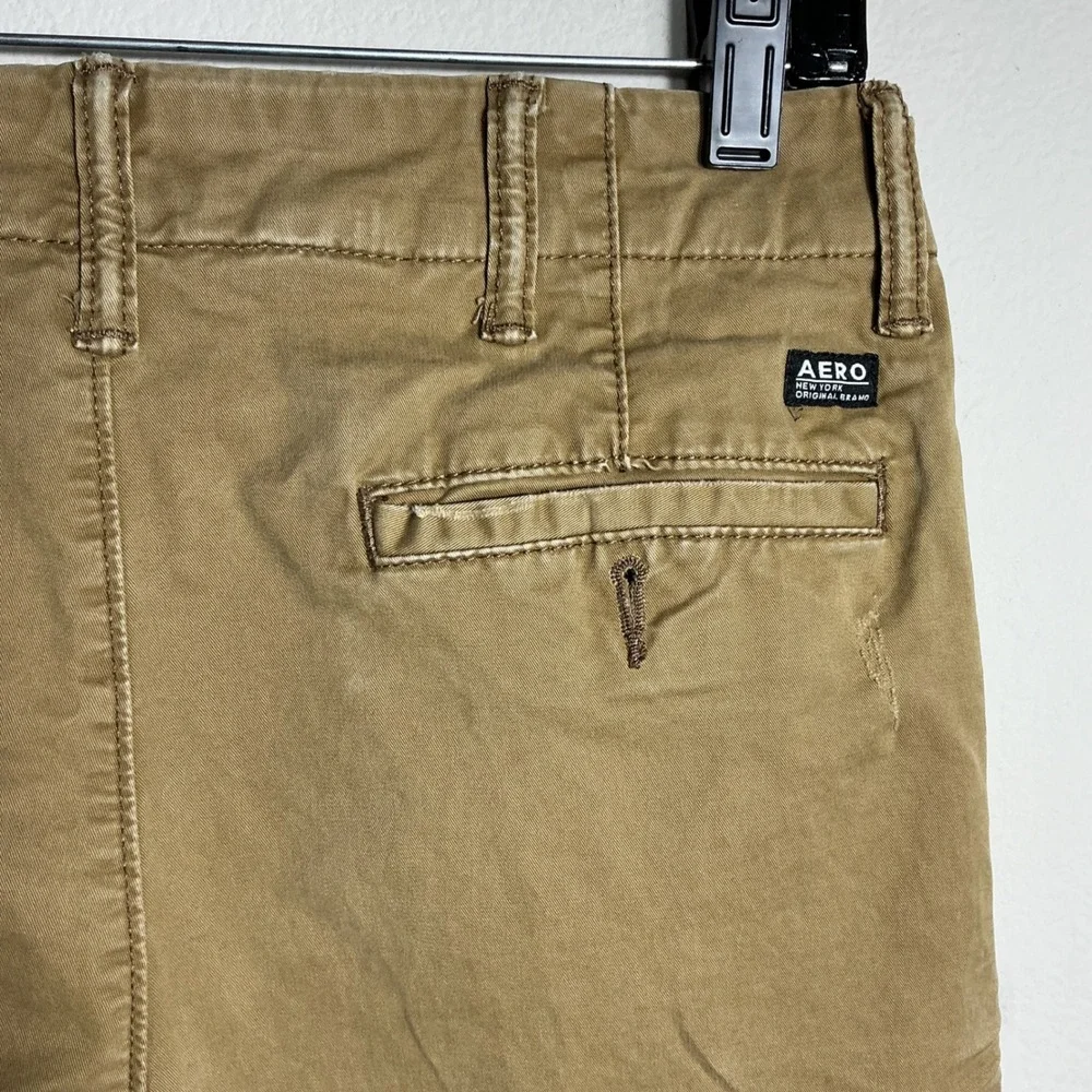 Aeropostale Chinos Mens 29/30 Khaki Tan Slim Straight Distressed Ripped‎ Pants